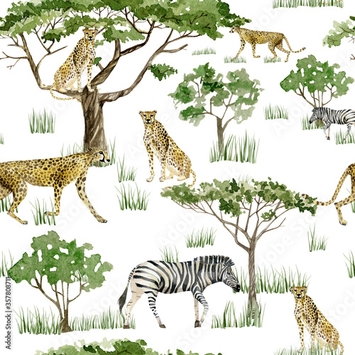 Watercolor wild Africa anim...