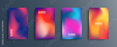Fotomural Blurred backgrounds set with modern abstract blurred color gradient patterns