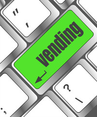 Poster - computer keyboard keys with vending button, business