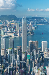 Wall Mural - Victoria Harbor of Hong Kong city, viewed from the peak