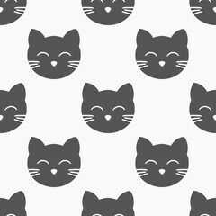 Wall Mural - cats faces cute seamless pattern.