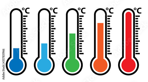 Cuadros en Lienzo outdoor weather thermometer icon set, different temperatures from freezing cold