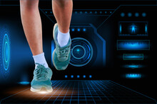 Running Exercise Test With On Technology Futuristic Hi Tech AI