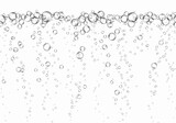 Fototapeta Na ścianę - Bubbles underwater texture isolated on white background. Vector fizzy air, gas or oxygen under water. Realistic champagne drink, soda effect template