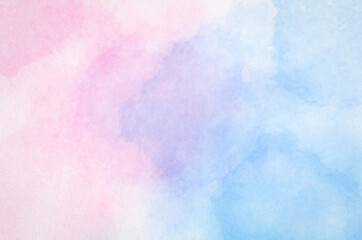 Abstract pastel watercolor background - Blue sky and pink pastel watercolor painted on paper