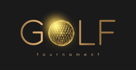 Wall Mural - Golf tornament concept with golden golf ball