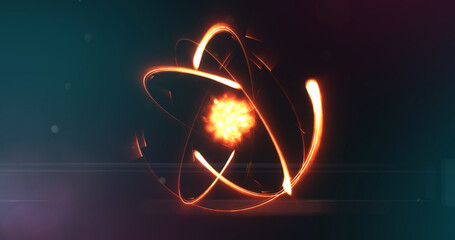 Wall Mural - glowing atom energy molecule force field - science laboratory experiment