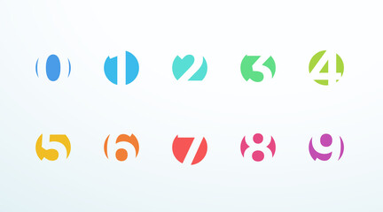 Poster - number bullet point set 0 to 9 in flat cut out circle