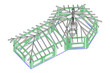 © Free_styler - Gazebo frame with bbq grill vector illustration. Detailed architectural plan
