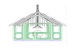 © Free_styler - Gazebo frame with bbq grill vector illustration. Detailed architectural plan