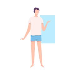 Sticker - Faceless Man in Underwear, Male Rectangle Body Shape Flat Style Vector Illustration