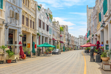 Haikou Qilou Old Street (Zhongshan Road) , a Historical and Cultural Tourist Atrraction in Haikou City, Hainan Province, China.