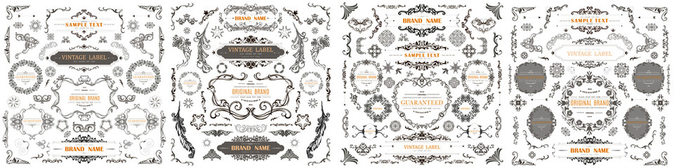 Wall Mural - set of vintage decorations flourishes elements. vector