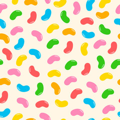Wall Mural - colorful fruity and tasty sweets and candies. various gummy and jelly beans. hand drawn vector trend