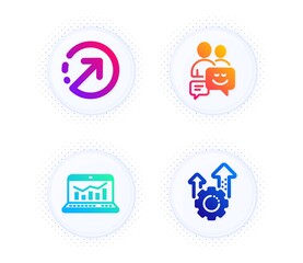Poster - web analytics, communication and direction icons simple set. button with halftone dots. seo gear sig