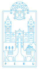  Minimal Peru landmarks vector illustration and typography design