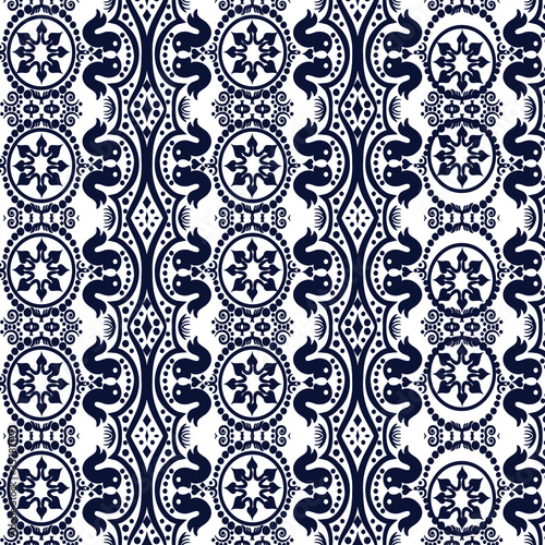 Diseño vectorial en patron estilo talavera mexicana con colores en azul ...