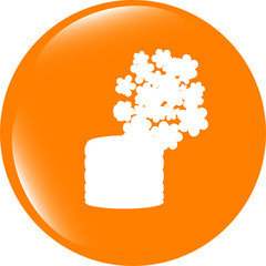 Fototapete - flowers in pot icon, web app button isolated on white