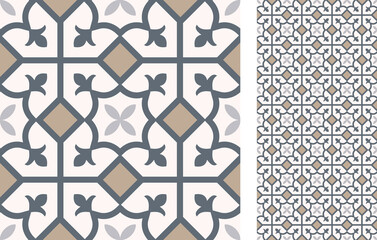 Wall Mural - Seamless Azulejo tile. Portuguese and Spain decor. Islam, Arabic, Indian, Ottoman motif. Vector Hand drawn pattern