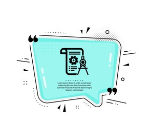 Poster - Divider document icon. Quote speech bubble. Engineering cogwheel tool sign. Cog gear symbol. Quotation marks. Classic divider document icon. Vector
