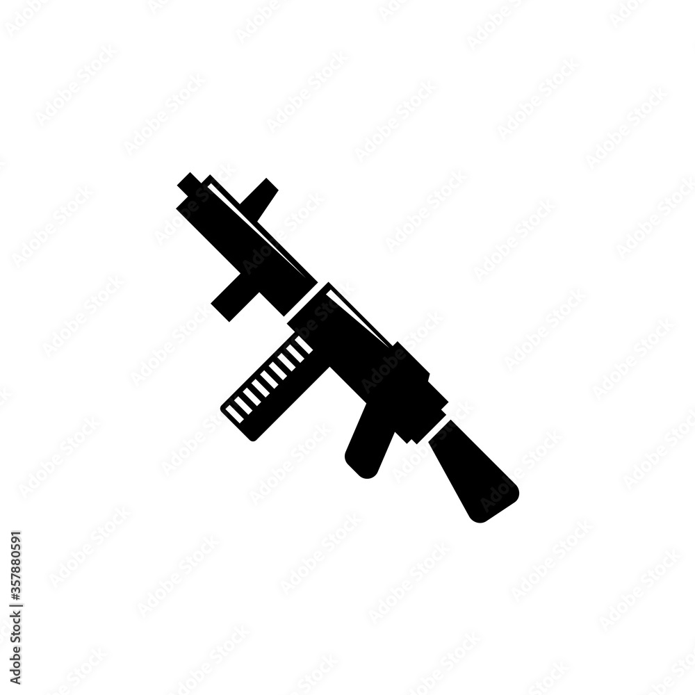 Submachine Gun, Police and Army Weapon. Flat Vector Icon illustration ...