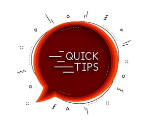 Poster - Quick tips line icon. Chat bubble with shadow. Helpful tricks sign. Tutorials symbol. Thin line education icon. Vector