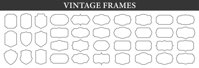 Wall Mural - big set of vintage ornamental frames. vintage labels. sticker. retro badge elements. vector illustra