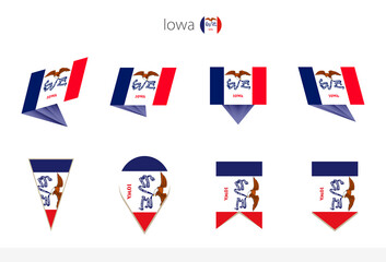 Wall Mural - Iowa US State flag collection, eight versions of Iowa vector flags.