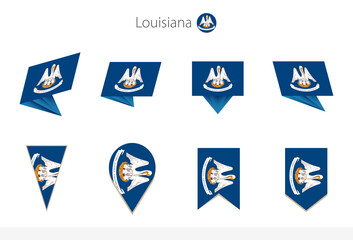 Wall Mural - Louisiana US State flag collection, eight versions of Louisiana vector flags.