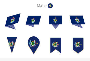 Wall Mural - Maine US State flag collection, eight versions of Maine vector flags.