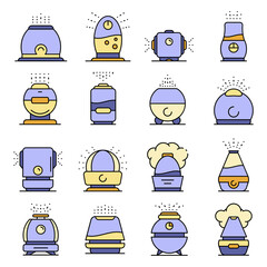 Poster - Humidifier icons set. Outline set of humidifier vector icons thin line color flat isolated on white