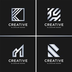 Amazing gradient silver logo collection, letter, construction, business, finance Premium Vector