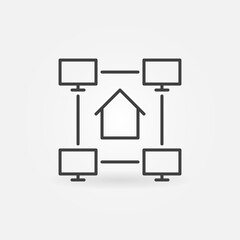 Poster - Online Work from Home linear vector concept minimal icon or logo element
