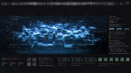Aufkleber - Futuristic head up display holographic city digitally generated image virtual reality matrix particles in cyber space background environment