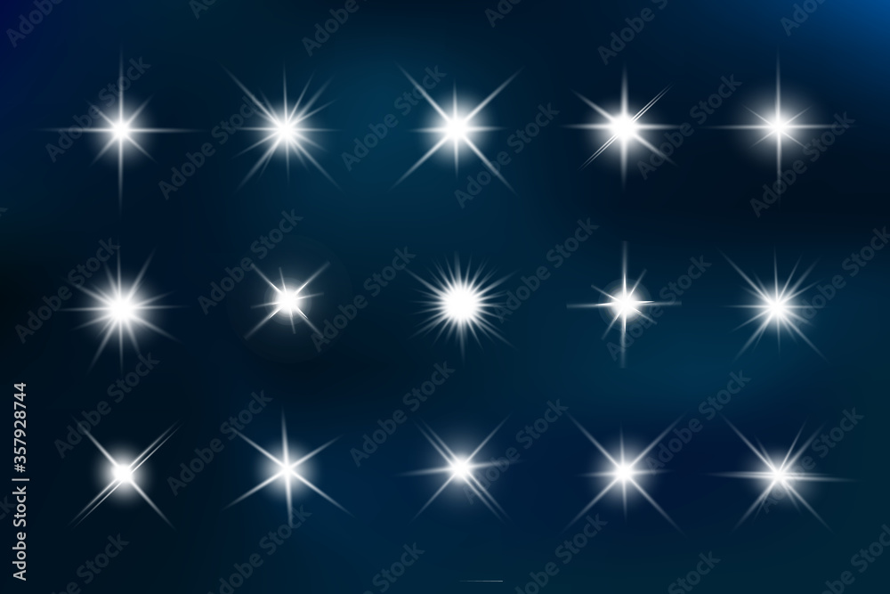 Lights sparkles isolated. Vector illustration of glowing lens flares and sparks. - obrazy, fototapety, plakaty 