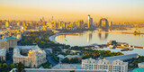 Fototapeta Londyn - Baku city sea side view from upland park