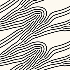 Wall Mural - Seamless vector abstract pattern with rounded irregular compound lines, inspired by nature. Modern repeatable background in monochrome.