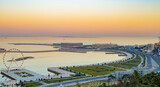 Fototapeta Przestrzenne - Baku city sea side view from upland park