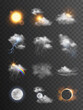Collection of beautiful vector realistic weather symbols/icons - meteorology, forecast