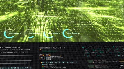 Aufkleber - Futuristic head up display holographic city digitally generated image virtual reality matrix particles in cyber space background environment