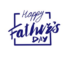 Happy Father's Day Blue Text On White Background
