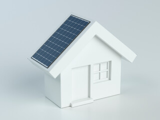 Wall Mural - House with photovoltaic solar panel on white background - 3d illustration