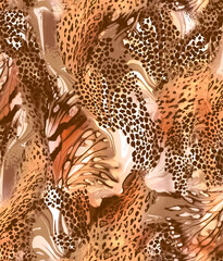 Wall Mural - Seamless leopard design pattern vector.