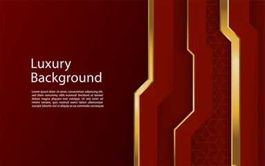 Poster - luxurious red background and golden line luxury. elegant modern background.