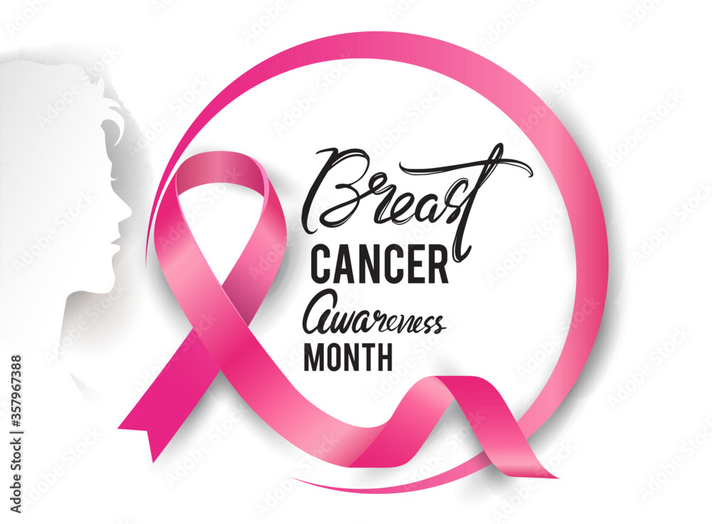 Vetor Breast Cancer Awareness Calligraphy Poster Design with Realistic ...