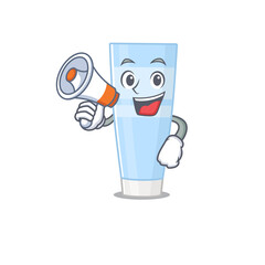 Canvas Print - Mascot design of eye cream announcing new products on a megaphone