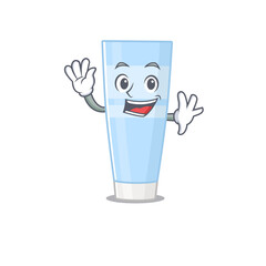 Wall Mural - A charming eye cream mascot design style smiling and waving hand