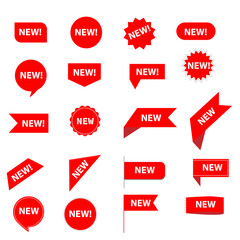 Aufkleber - set of new sticker. stickers for new arrival shop product tags. red stickers sign.