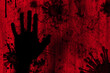 Blood and gore stain splash with hand shadow and dust noise effect look scary and horrible represent danger of virus outbreak kill people death concept.