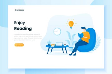 Wall Mural - Men are relaxing and reading books. Illustration for websites, landing pages, mobile applications, posters and banners